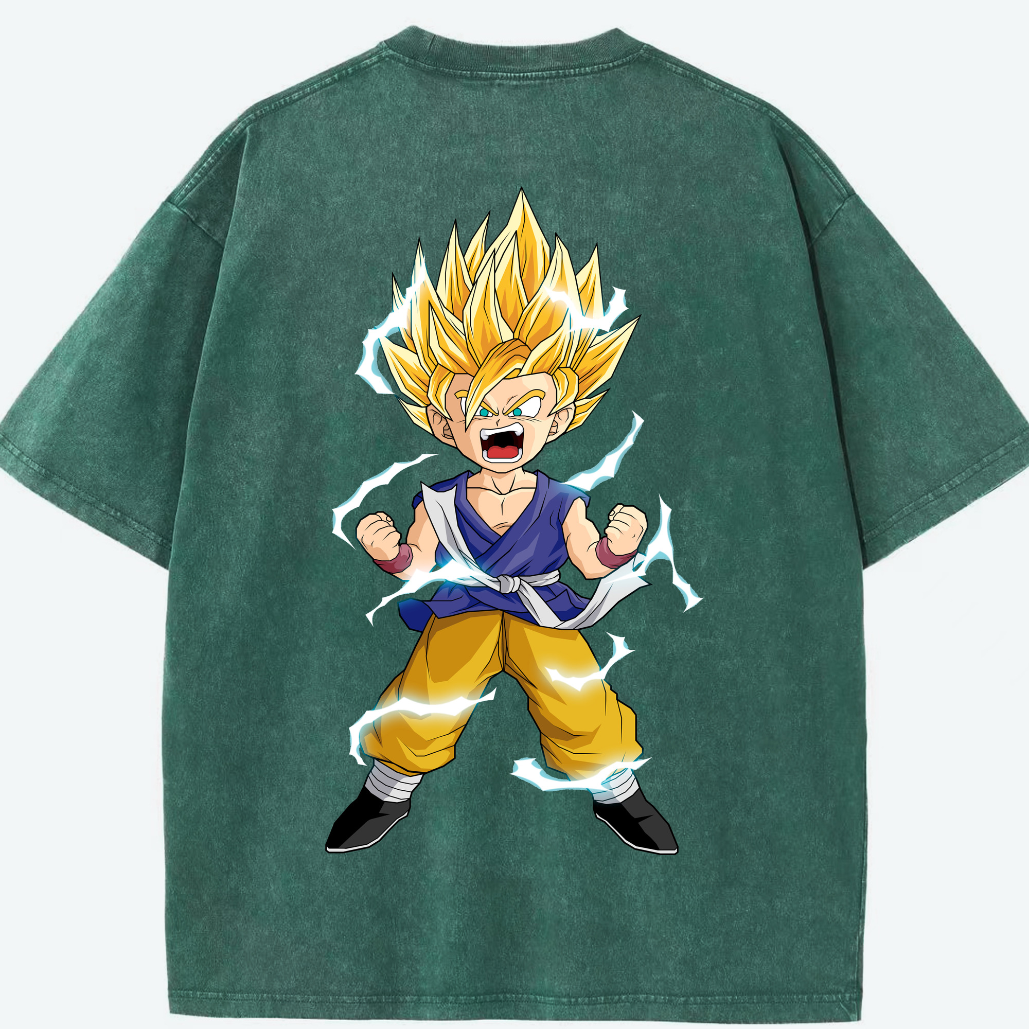 （画像用） ドラゴンボール 孫 悟飯（そんごはん）DRAGON BALL Son Gohan 綿100% ヴィンテージ風 半袖Tシャツ（背面プリント）